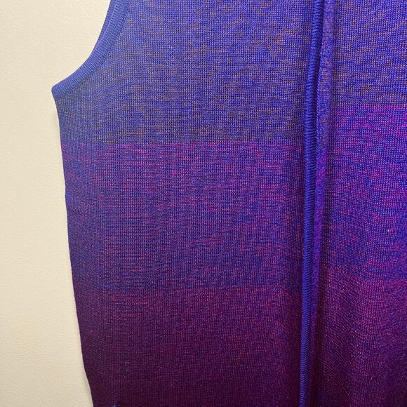VTG Andrea Jovine Sweater Purple Hombre Maxi Wool Duster Vest Pockets Open M - Picture 2 of 10